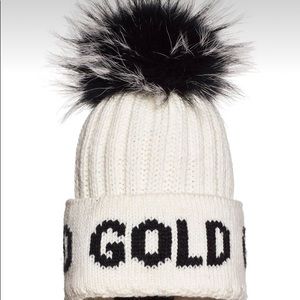 Goldbergh White Logo Beanie with Fur